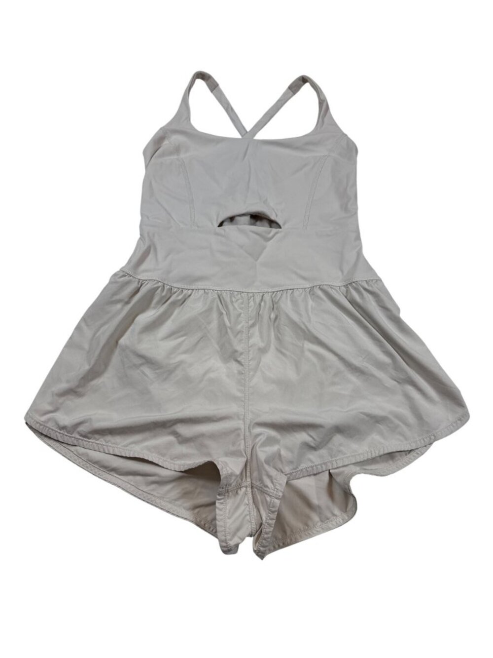 Free People Movement medium Athletic Crossback Beige Romper Shorts (K811)